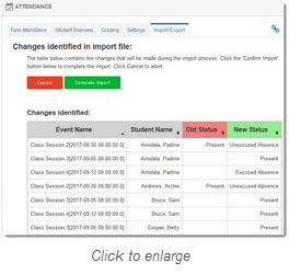 Thumbnail of the Attendance's tool Import/Export page